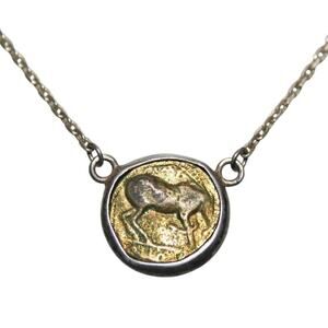 Vintage Sterling Silver Roman Style Coin Necklace